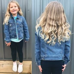Personalized Kids Denim Jacket -Fashion Clothing Store sbK kids medium wash demin jacket