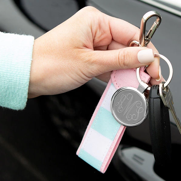 Monogrammed Cabana Stripe Keychain 2 Monogrammed Cabana Stripe Keychain - Image 2