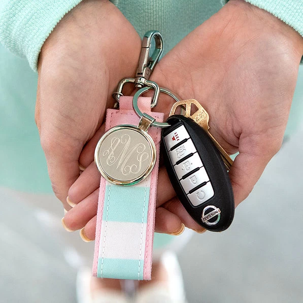 Monogrammed Cabana Stripe Keychain 4 Monogrammed Cabana Stripe Keychain - Image 4