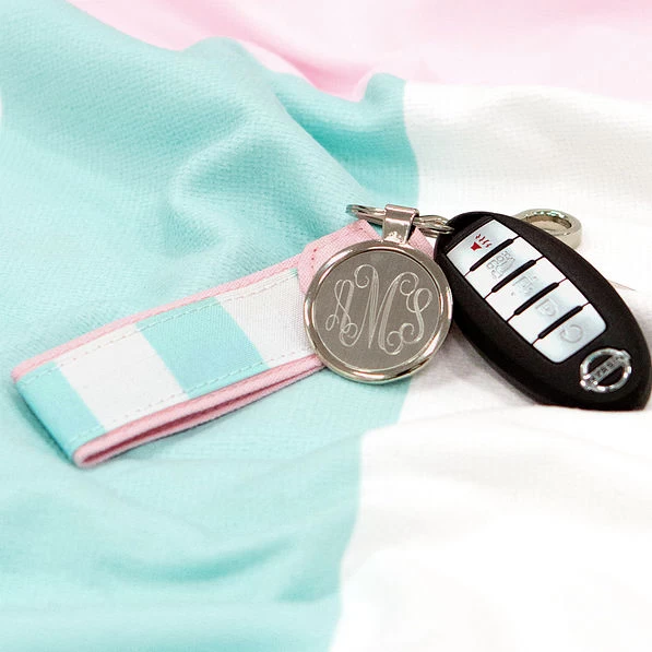 Monogrammed Cabana Stripe Keychain 3 Monogrammed Cabana Stripe Keychain - Image 3