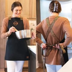 Monogrammed Apron -Fashion Clothing Store t0U black apron split image