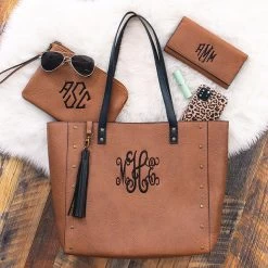 Monogrammed Wristlet -Fashion Clothing Store t3m Monogrammed Wristlet in brown with collection new