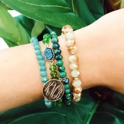 Monogrammed Ocean Bracelet Stack 7 Monogrammed Ocean Bracelet Stack -Fashion Clothing Store t91 blue and green monogrammed bracelet stack