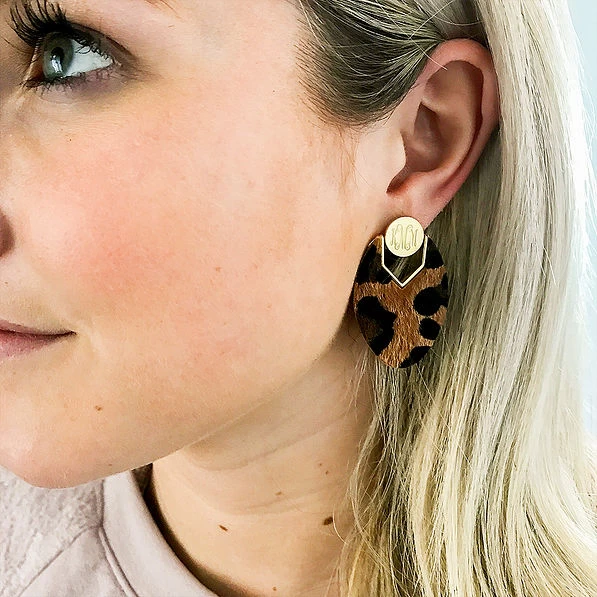 Monogrammed Leather Earrings 2 Monogrammed Leather Earrings - Image 2