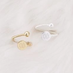 Monogrammed Adjustable Ring -Fashion Clothing Store tFi gold and silver monogrammed adjustable rings