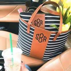 Monogrammed Tote Bag 10 Monogrammed Tote Bag -Fashion Clothing Store tH9 striped tote bag with cosmetic bag in car