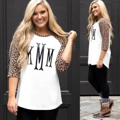 Monogrammed Raglan Tunic 8 Monogrammed Raglan Tunic -Fashion Clothing Store tLe monogrammed leopard raglan tunic front and side