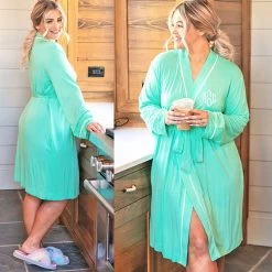 Personalized Robe -Fashion Clothing Store taH mint personalized robe in kitchen