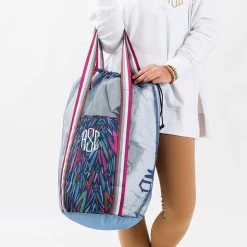 Monogrammed Packable Laundry Bag 21 Monogrammed Packable Laundry Bag -Fashion Clothing Store tt6 navy safari laundry bag on students arm in studio close up