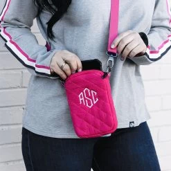 Monogrammed Quilted Phone Crossbody 16 Monogrammed Quilted Phone Crossbody -Fashion Clothing Store u23 close up hot pink diamond quilted phone crossbody on brunetts