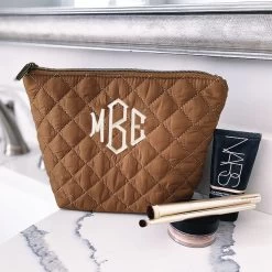 Monogrammed Diamond Quilted Cosmetic Case 17 Monogrammed Diamond Quilted Cosmetic Case -Fashion Clothing Store u5Z hickory diamond quilted cosmetic case on marble sink 2