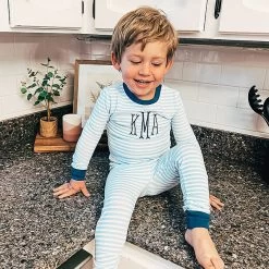 Monogrammed Kids Pajamas -Fashion Clothing Store uIo blue striped kids pajama set