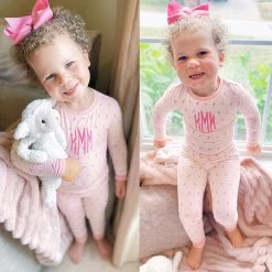 Monogrammed Kids Pajamas -Fashion Clothing Store uIo pink peony kids pajams