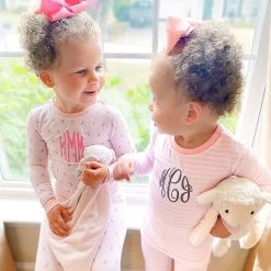 Monogrammed Kids Pajamas -Fashion Clothing Store uIo sisters in monogrammed pajamas