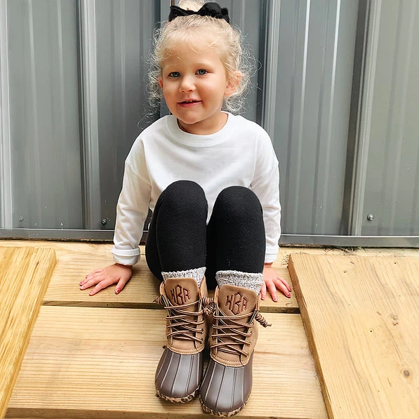 Monogrammed Kids Leopard Sole Duck Boots 3 Monogrammed Kids Leopard Sole Duck Boots - Image 3