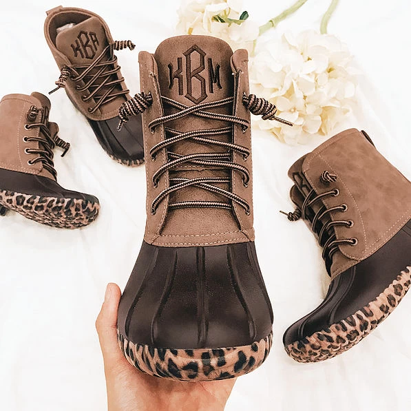 Monogrammed Kids Leopard Sole Duck Boots 5 Monogrammed Kids Leopard Sole Duck Boots - Image 5