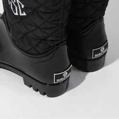 Monogrammed Rain Boots -Fashion Clothing Store uem back view of ml tag of black rain boots