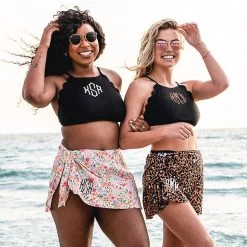 Monogrammed Sarong 8 Monogrammed Sarong -Fashion Clothing Store upP Coral Floral and Cheetah Sarongs on Beach