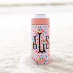 Monogrammed Slim Can Koolie 11 Monogrammed Slim Can Koolie -Fashion Clothing Store utl coral floral slim can koolie2