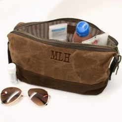 Personalized Waxed Canvas Dopp Kit -Fashion Clothing Store v9A sp23 personalized dopp kit