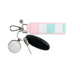 Monogrammed Cabana Stripe Keychain