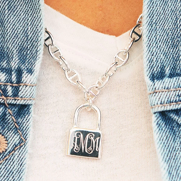 Monogrammed Lock Chain Necklace 3 Monogrammed Lock Chain Necklace - Image 3