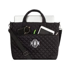 Monogrammed Quilted Laptop Bag