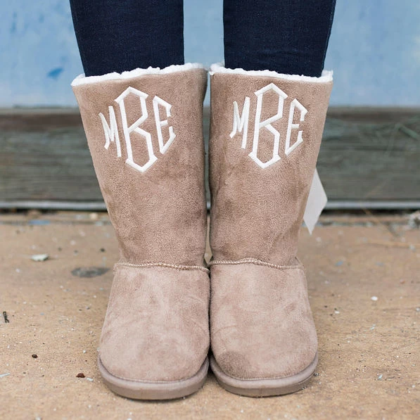 Monogrammed Sherpa Tie Booties 7 Monogrammed Sherpa Tie Booties - Image 7