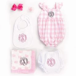 Monogrammed Baby Bib -Fashion Clothing Store wJS pink baby bubble and accessories new