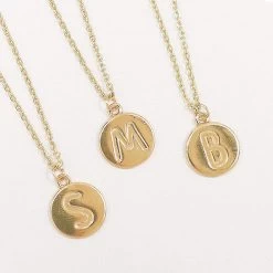 Stamped Initial Necklace -Fashion Clothing Store wTY stamped inital disc necklaces