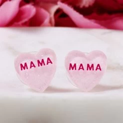 Mama Heart Earrings 6 Mama Heart Earrings -Fashion Clothing Store wVY mama heart earrings on marble