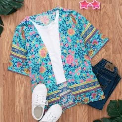Kids Floral Duster -Fashion Clothing Store wXM kids blue floral duster outfit