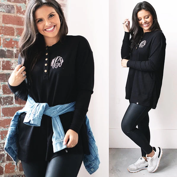 Monogrammed Waffle Henley Tunic 5 Monogrammed Waffle Henley Tunic - Image 5