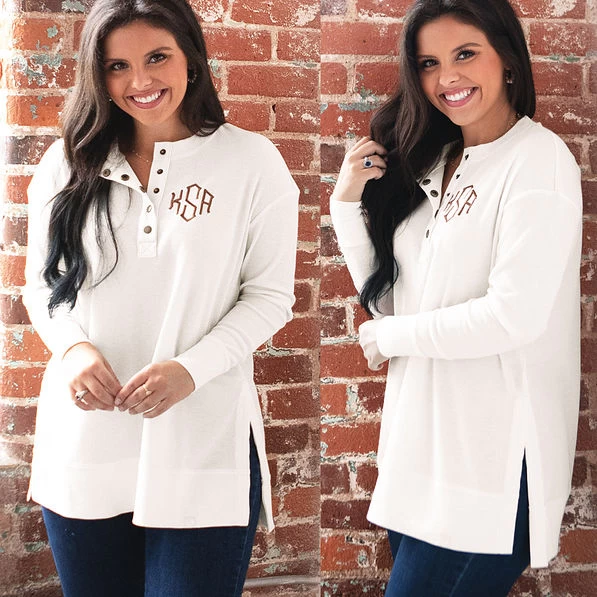 Monogrammed Waffle Henley Tunic 7 Monogrammed Waffle Henley Tunic - Image 7