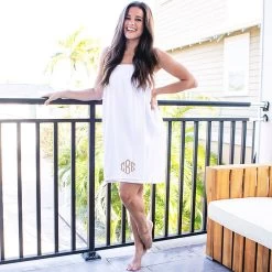 Monogrammed Towel Wrap 14 Monogrammed Towel Wrap -Fashion Clothing Store xAg white towel wrap on balcony