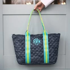 Monogrammed Puffer Tote Bag 12 Monogrammed Puffer Tote Bag -Fashion Clothing Store xNx close up of black camo puffer tote bag