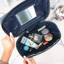 Monogrammed Chambray Train Case -Fashion Clothing Store xeq inside of chambray train case