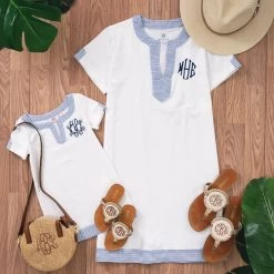 Monogrammed Seersucker Cover Up -Fashion Clothing Store y2l mom and me seersucker cover ups