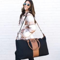 Monogrammed Quilted Travel Bag -Fashion Clothing Store y4s black monogrammed quilted travel bag with shoulder strap