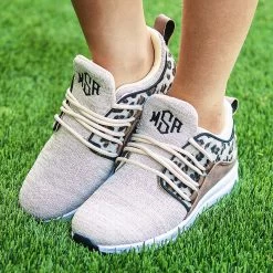 Monogrammed Youth Leopard Sneakers -Fashion Clothing Store yGm youth girls monogrammed leopard sneakers