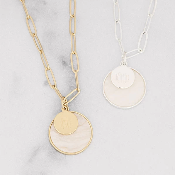 Monogrammed Layered Disc Necklace 2 Monogrammed Layered Disc Necklace - Image 2