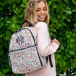 Monogrammed Neoprene Backpack -Fashion Clothing Store yLz striped leopard neoprene backpack on shoulder by greenery