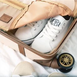 Monogrammed Vintage Carry-On Suitcase 11 Monogrammed Vintage Carry-On Suitcase -Fashion Clothing Store yVp close up detail of vintage carry on 02