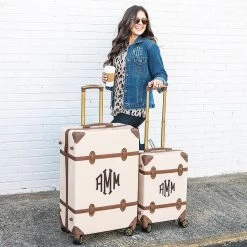 Monogrammed Vintage Carry-On Suitcase 9 Monogrammed Vintage Carry-On Suitcase -Fashion Clothing Store yVp monogrammed vintage suitcase and carry on
