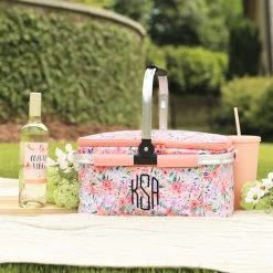 Monogrammed Insulated Picnic Basket 14 Monogrammed Insulated Picnic Basket -Fashion Clothing Store yao coral floral picnic basket ready for picnic