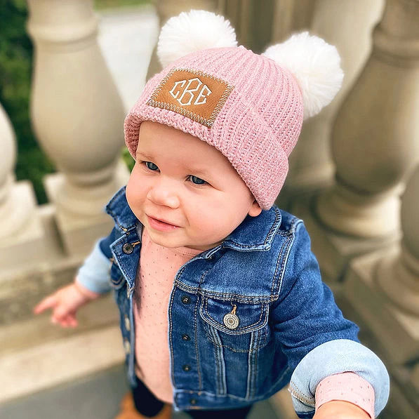 Monogrammed Kids Pom Pom Beanie 2 Monogrammed Kids Pom Pom Beanie - Image 2