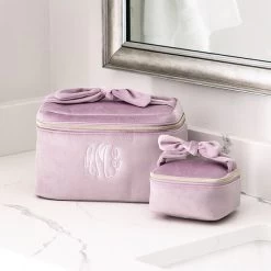 Monogrammed Bow Train Case -Fashion Clothing Store yoR mauve bow train case with travel jewelry case