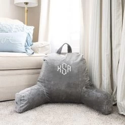 Monogrammed Lounge Pillow Cover -Fashion Clothing Store yu1 grey lounge pillow cover on floor new