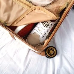 Monogrammed Vintage Suitcase -Fashion Clothing Store yvX detail monogrammed vintage suitcase wheel zipper