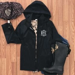 Monogrammed Lightweight Rain Jacket -Fashion Clothing Store ywk black lightweight rain jacket ootd